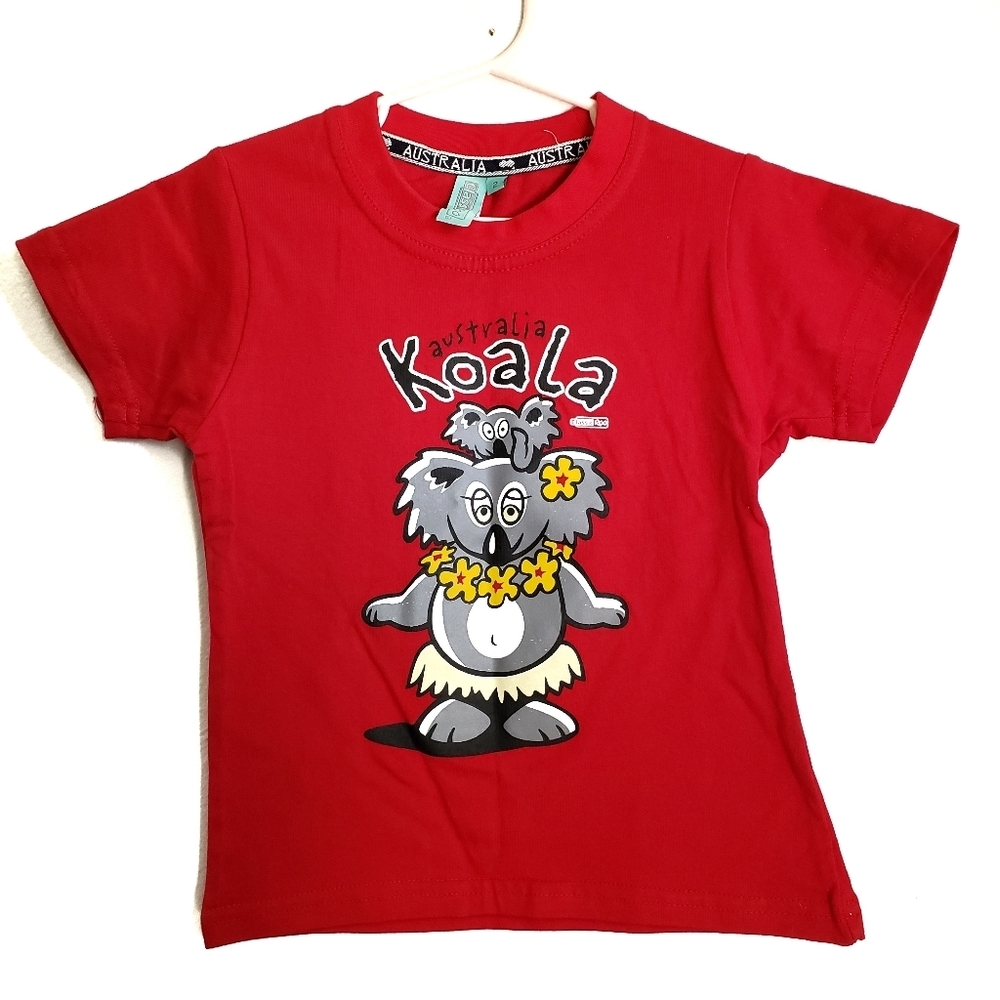 Australia Koala T-Shirt Kids Size 2 Red Short Sleeve